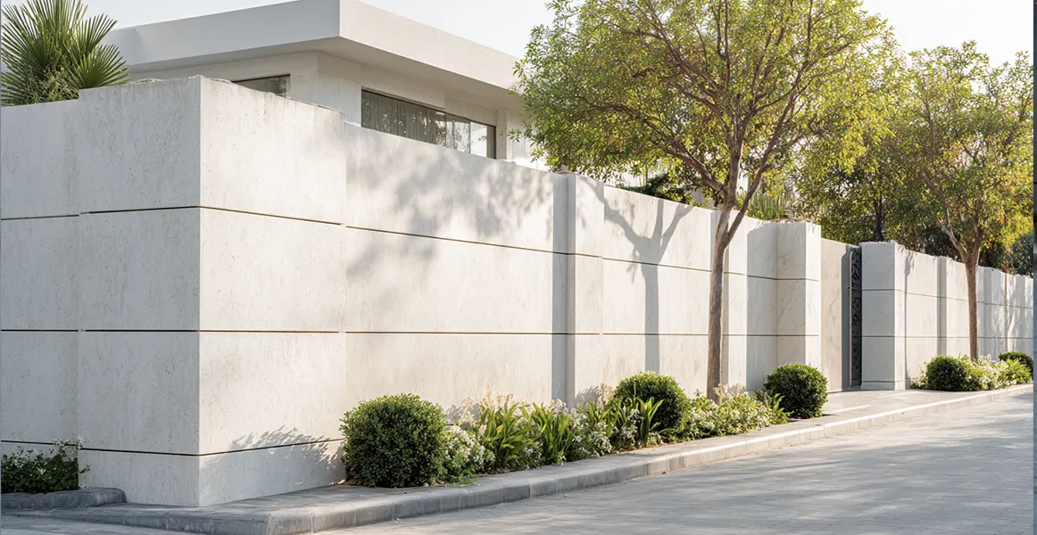 Construcción de muro perimetral de hormigón para chalet, ofreciendo máxima privacidad y solidez estructural